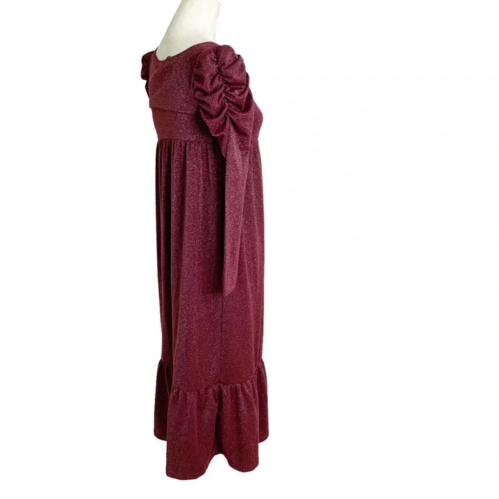 NWT Betsey Johnson Sparkle Metallic Rib Midi Dress Wine Size S - Picture 6 of 12